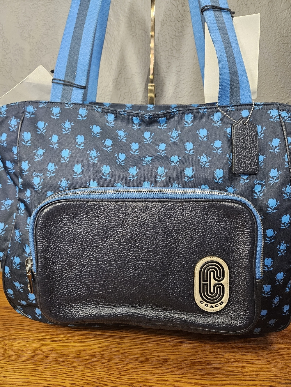Coach Badlands Floral Print Nylon w/Pebble Leather Trim Tote Bag - Picture 5 of 13
